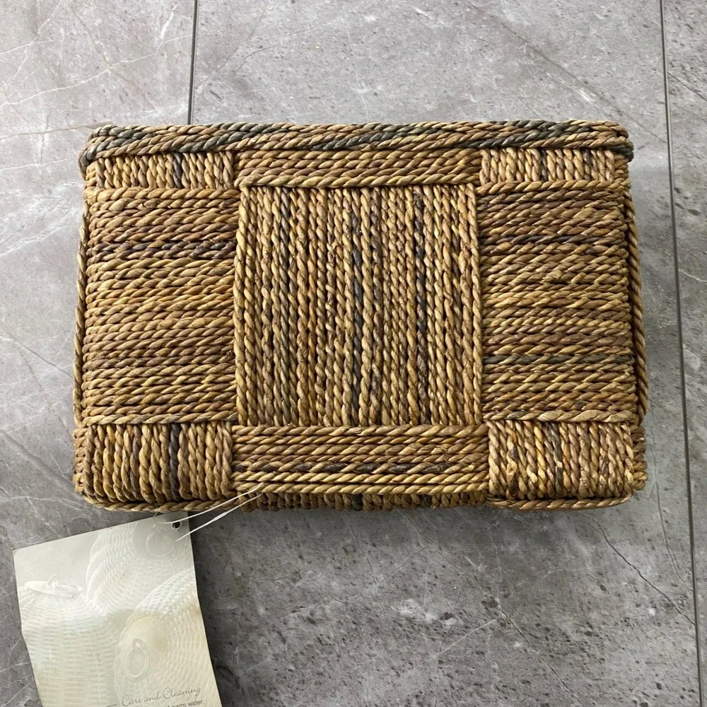 Padmas Plantation Woven Seagrass Floating Wall Shelf Brown SHLF03-AB S Indonesia